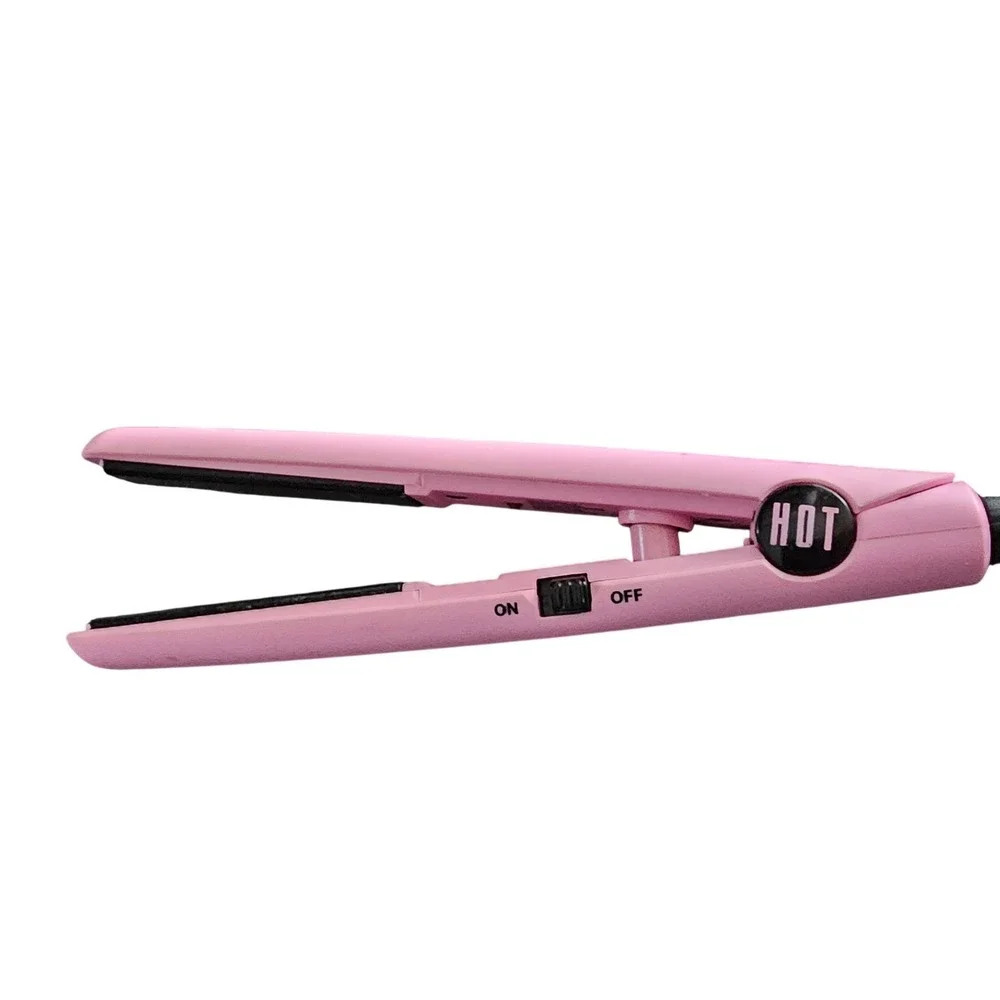 Hot Tools Mini Flat Iron Pink Travel Size Ceramic Hair Straightener‎ Short Hair